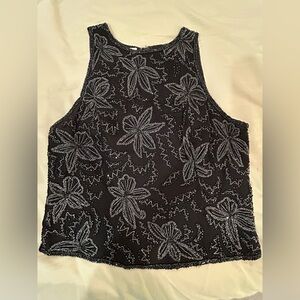 Black Beaded top perfect for Mardi Gras or Prom with black and silver beads.